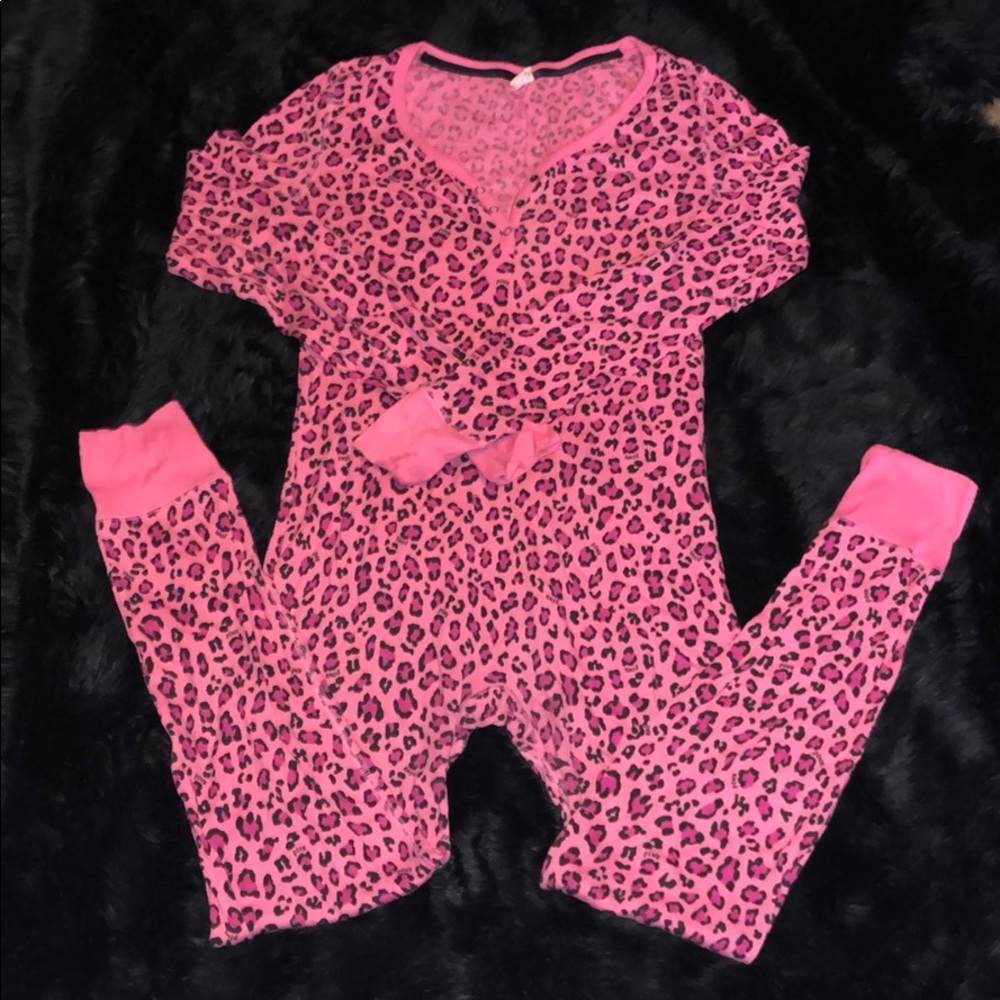 Pink Victoria’s Secret leopard footless onesie